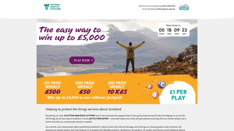 NTS Lottery - homepage (desktop)