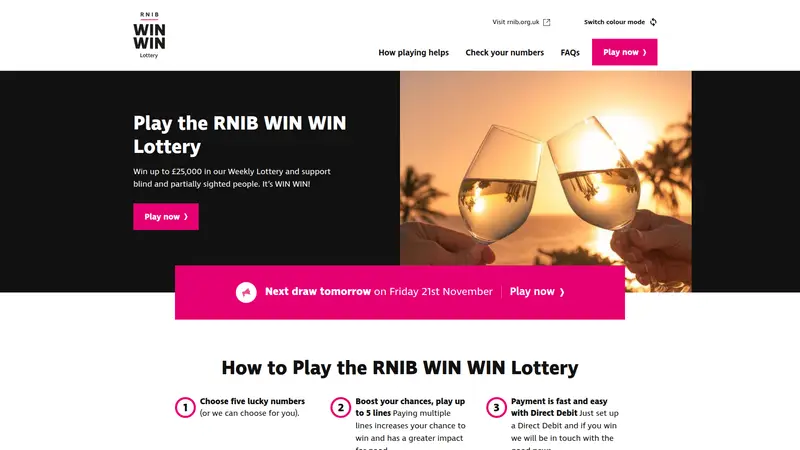 RNIB Lottery - homepage (desktop)