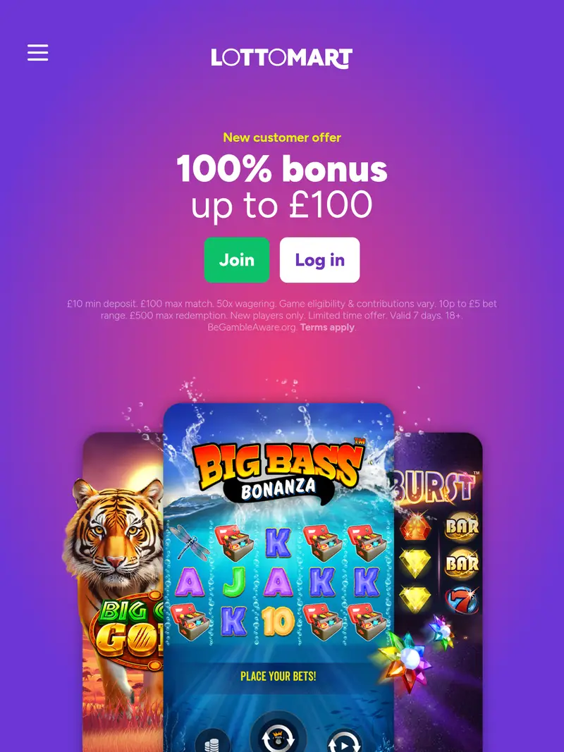 Lotto Mart - homepage (tablet)