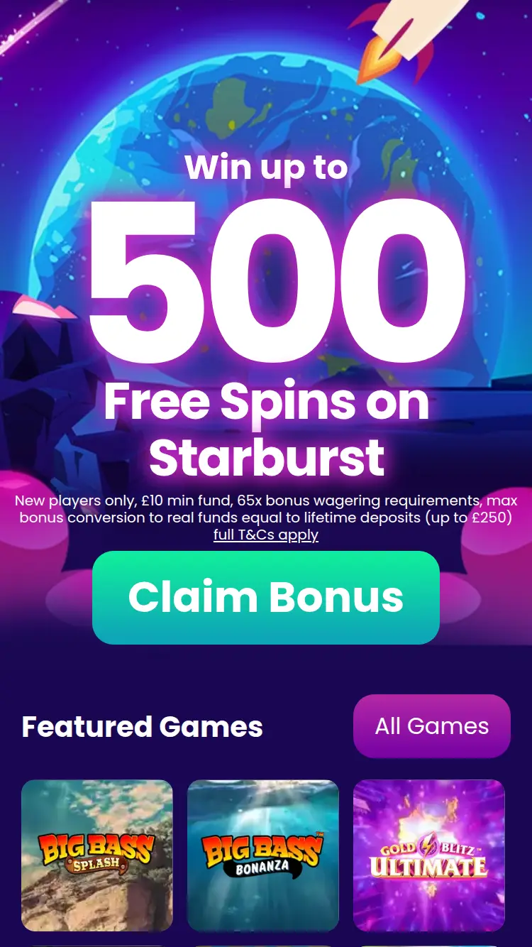 Lucky Stars Casino - homepage (mobile)