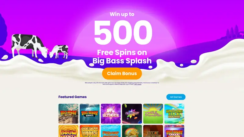 Lucky Cow Bingo - homepage (desktop)