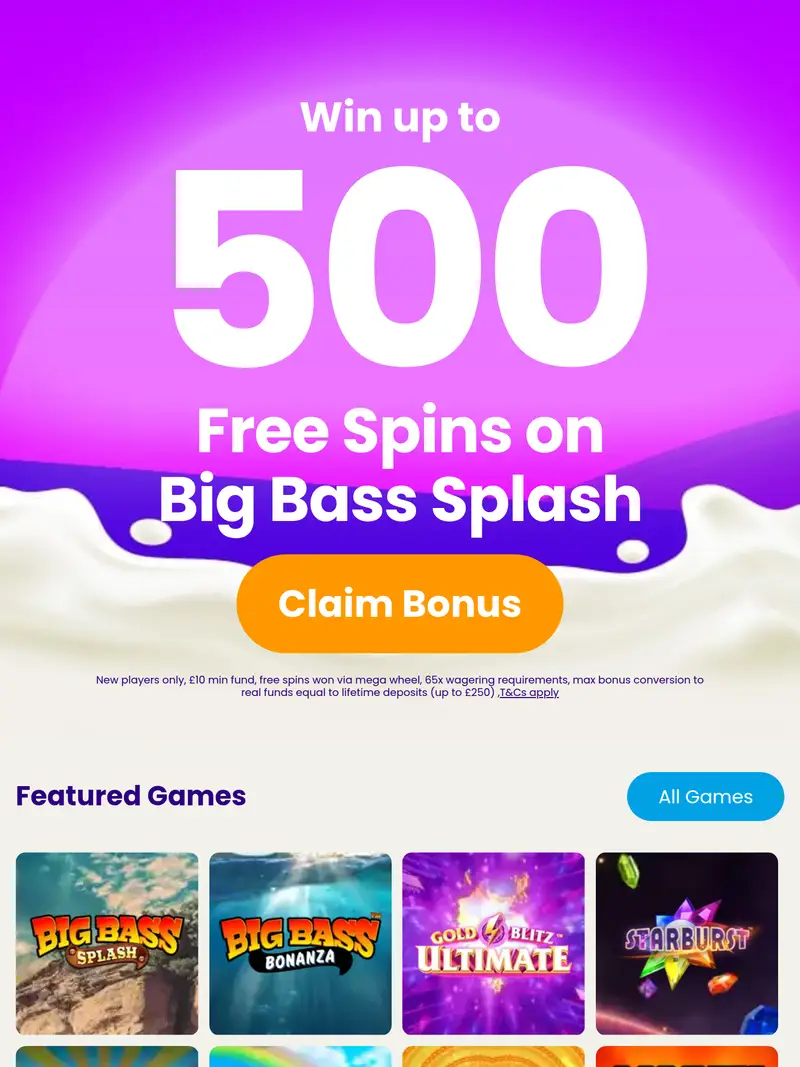 Lucky Cow Bingo - homepage (tablet)