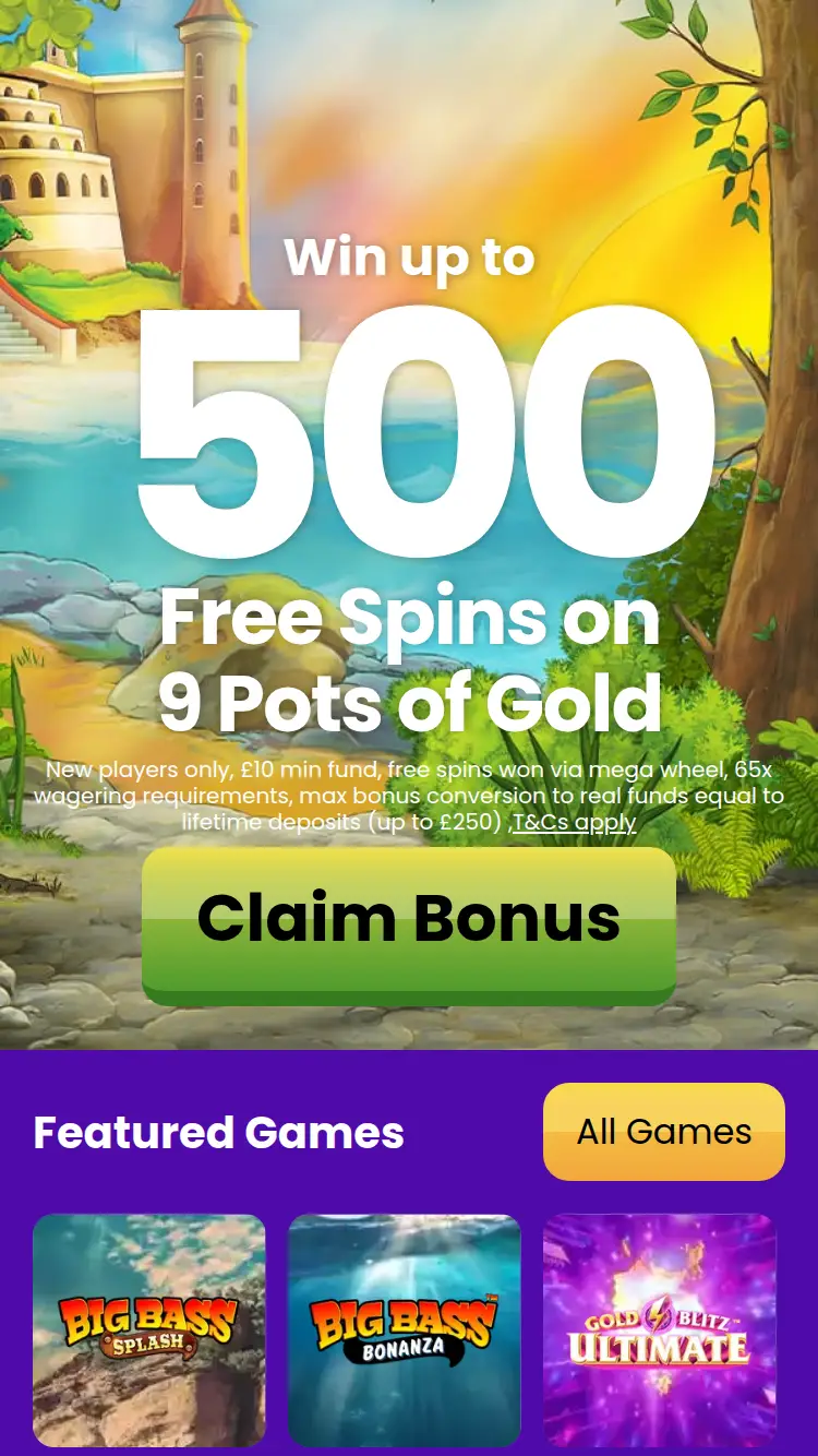 Lucky Touch Bingo - homepage (mobile)