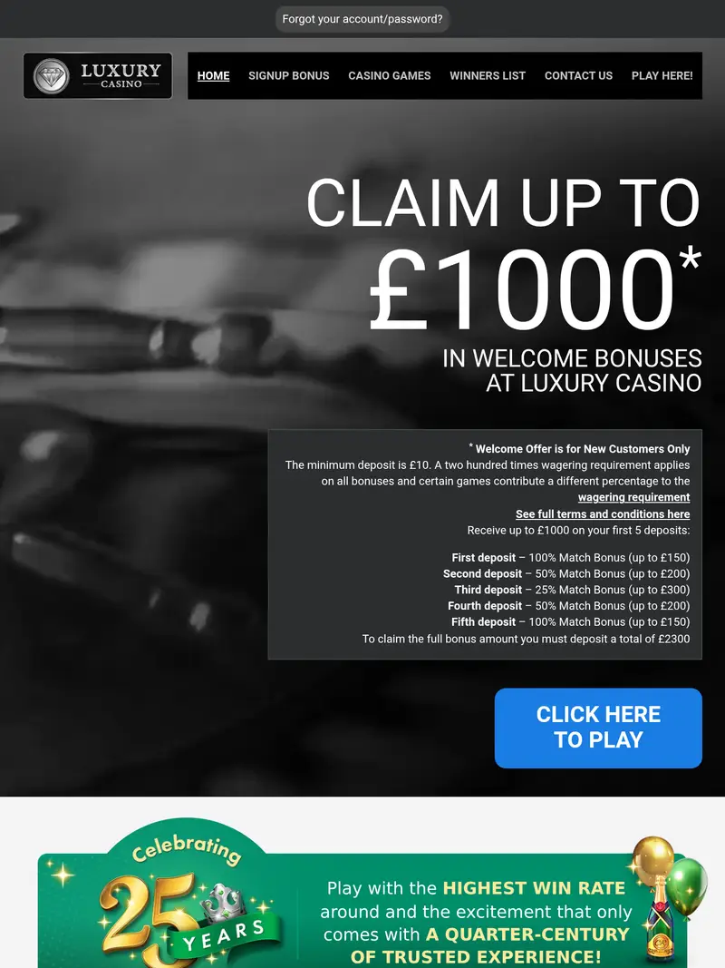 Luxury Casino - homepage (tablet)