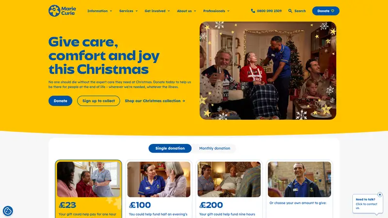 Marie Curie - homepage (desktop)