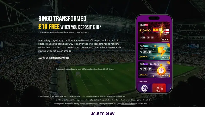 Match Bingo - homepage (desktop)