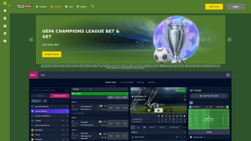 Mega Football - homepage (desktop)