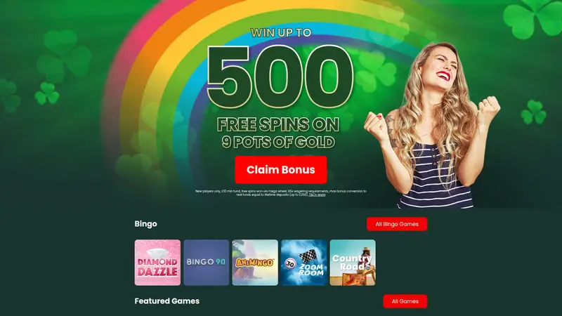 Mirror Bingo - homepage (desktop)