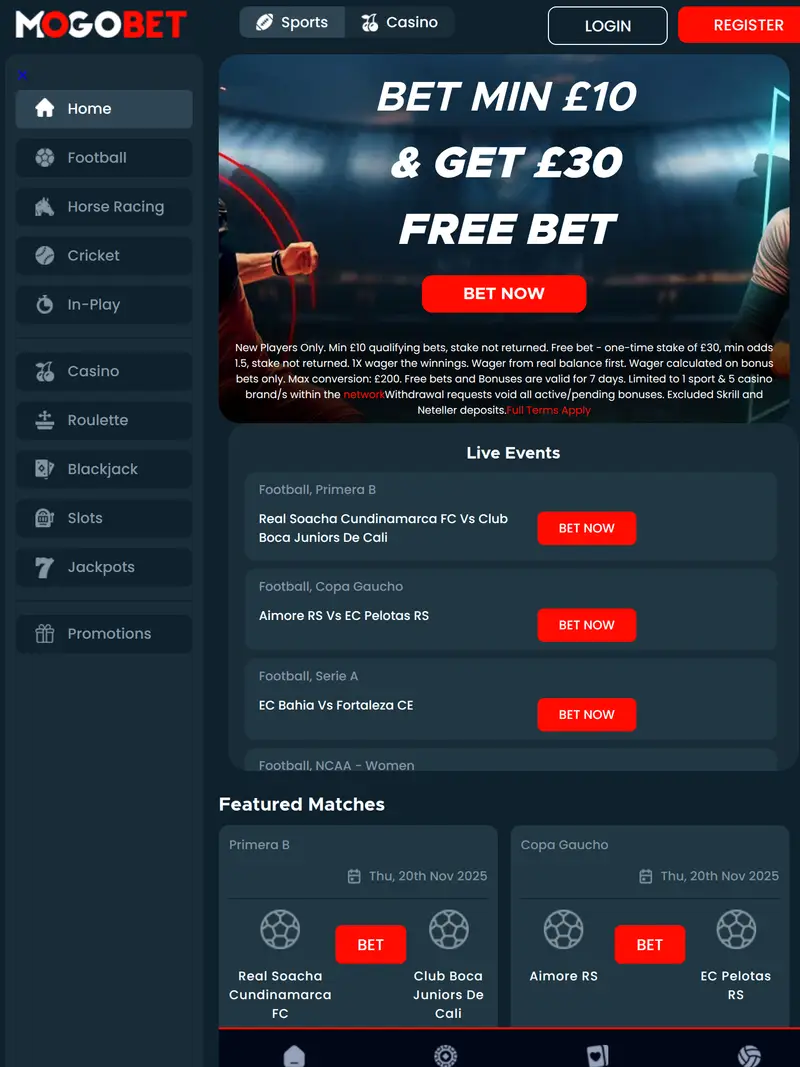 Mogo Bet - homepage (tablet)