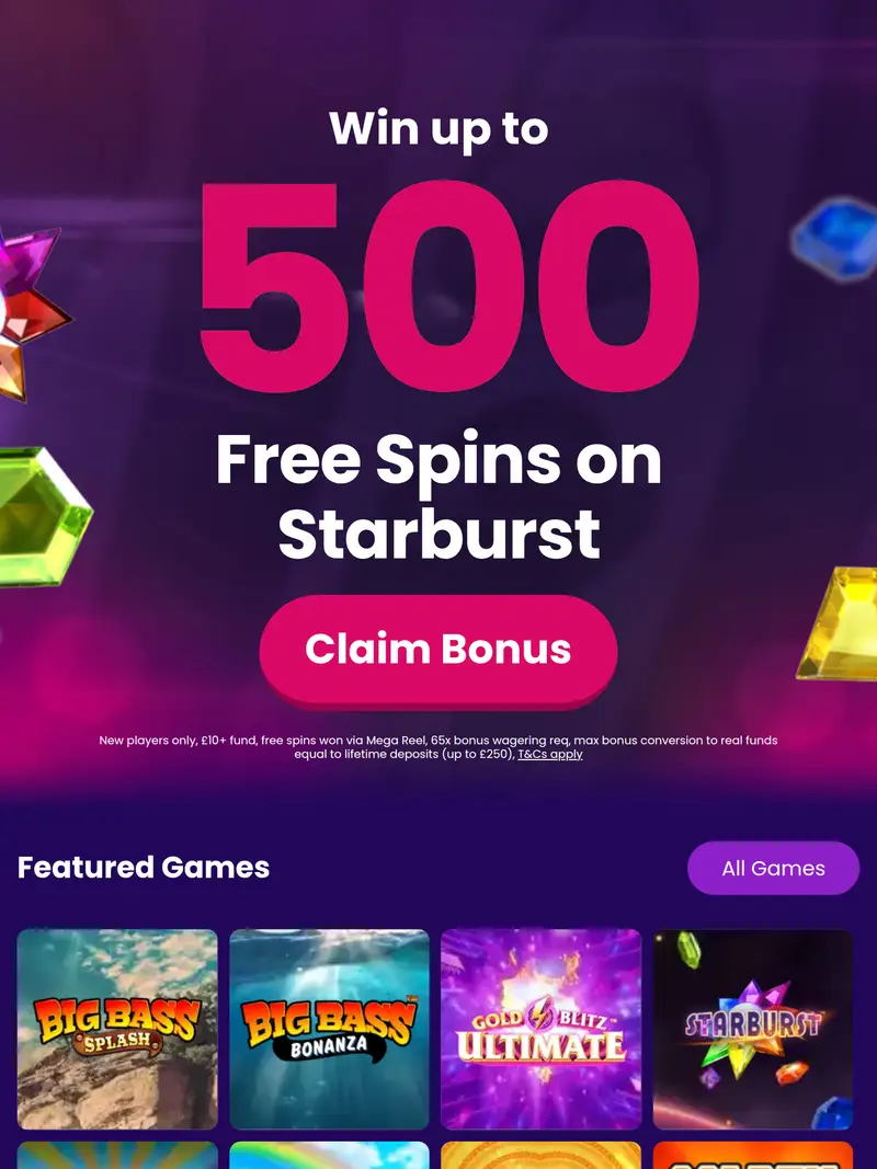 Money Reels - homepage (tablet)