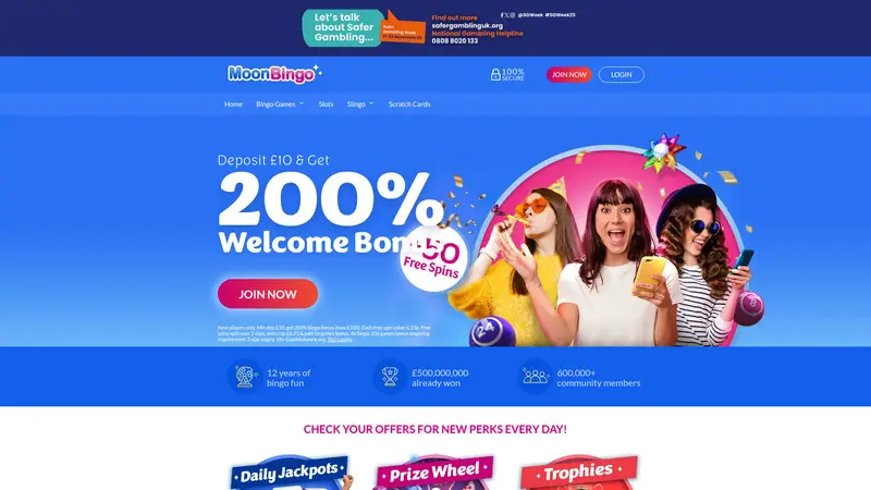 Moon Bingo - homepage (desktop)