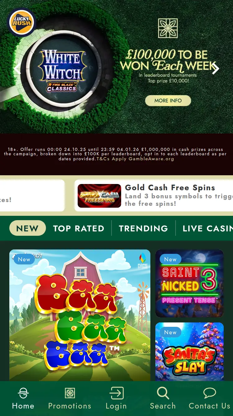 Mr Green - homepage (mobile)