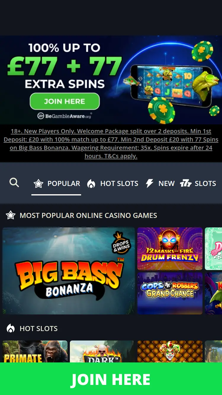 Mr Luck - homepage (mobile)