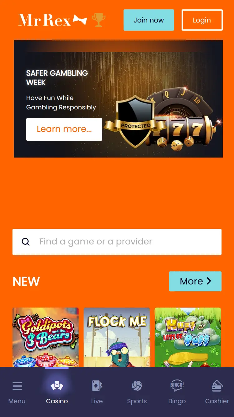 Mr Rex - homepage (mobile)