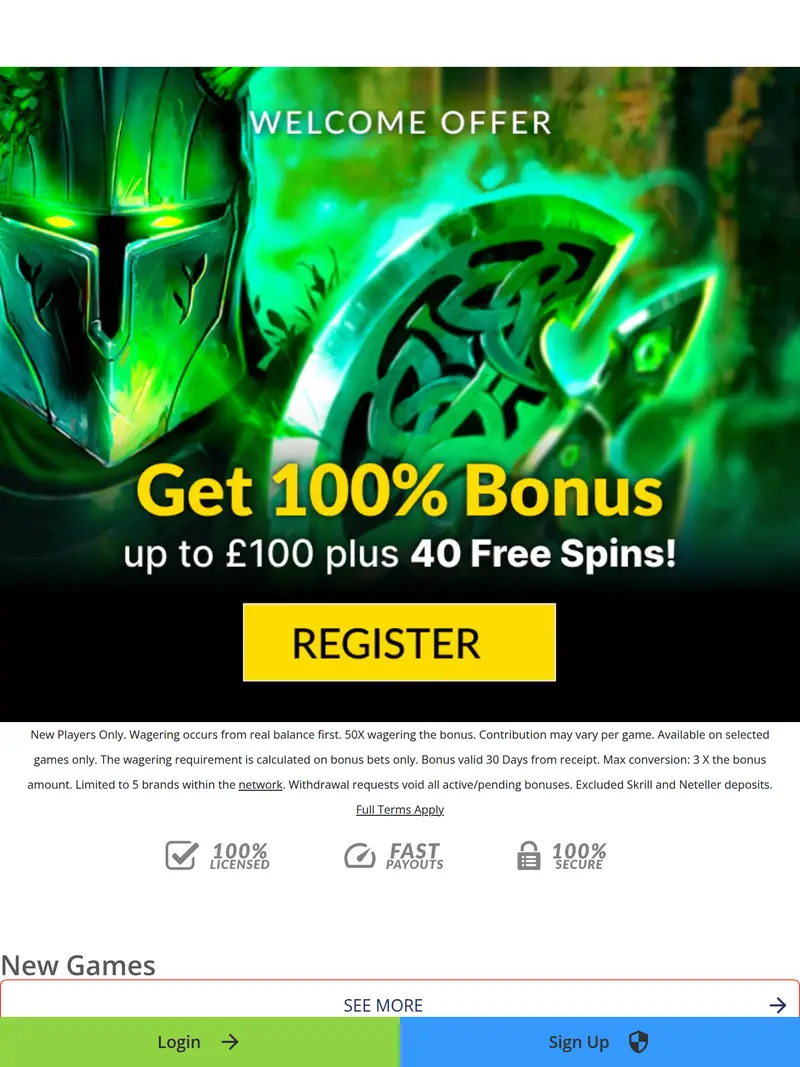 Mr Slot - homepage (tablet)