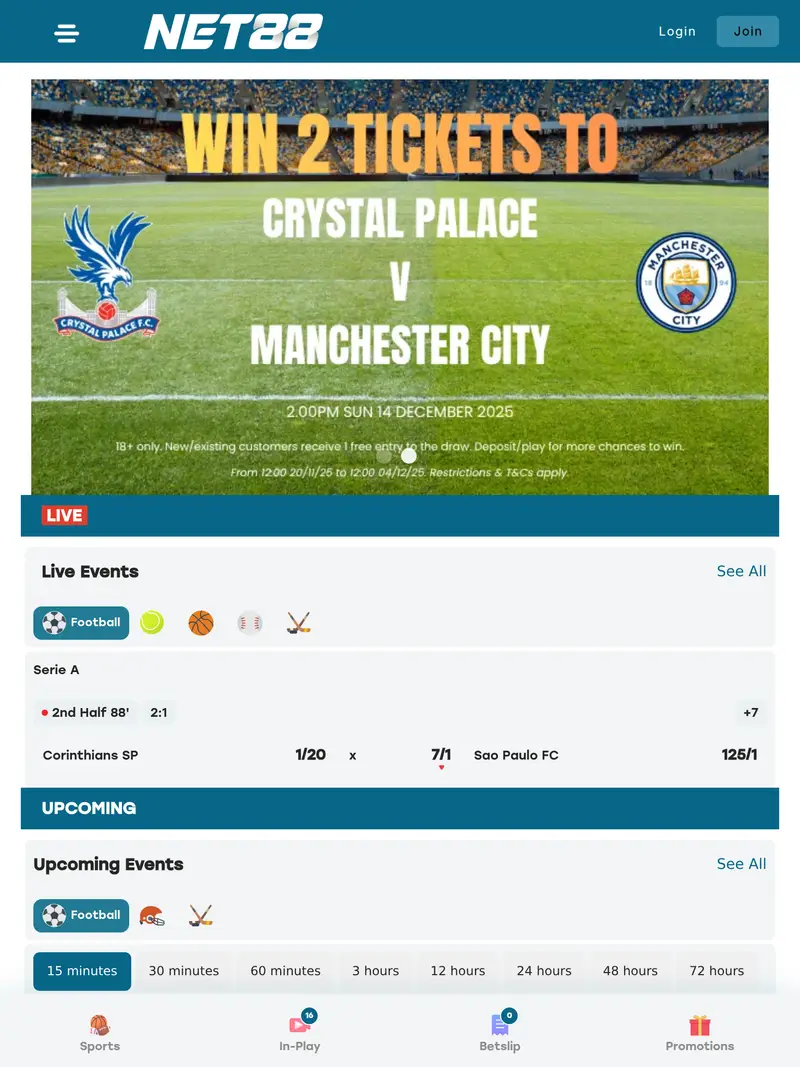 Net88 UK - homepage (tablet)