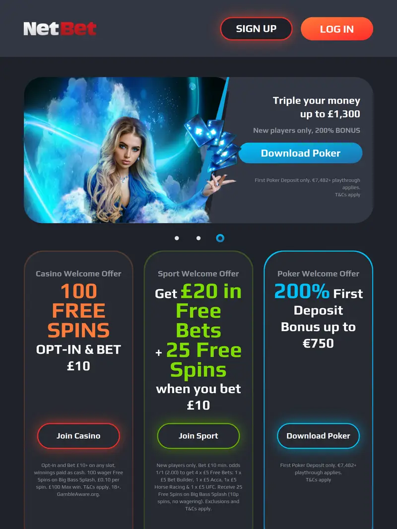 Net Bet - homepage (tablet)