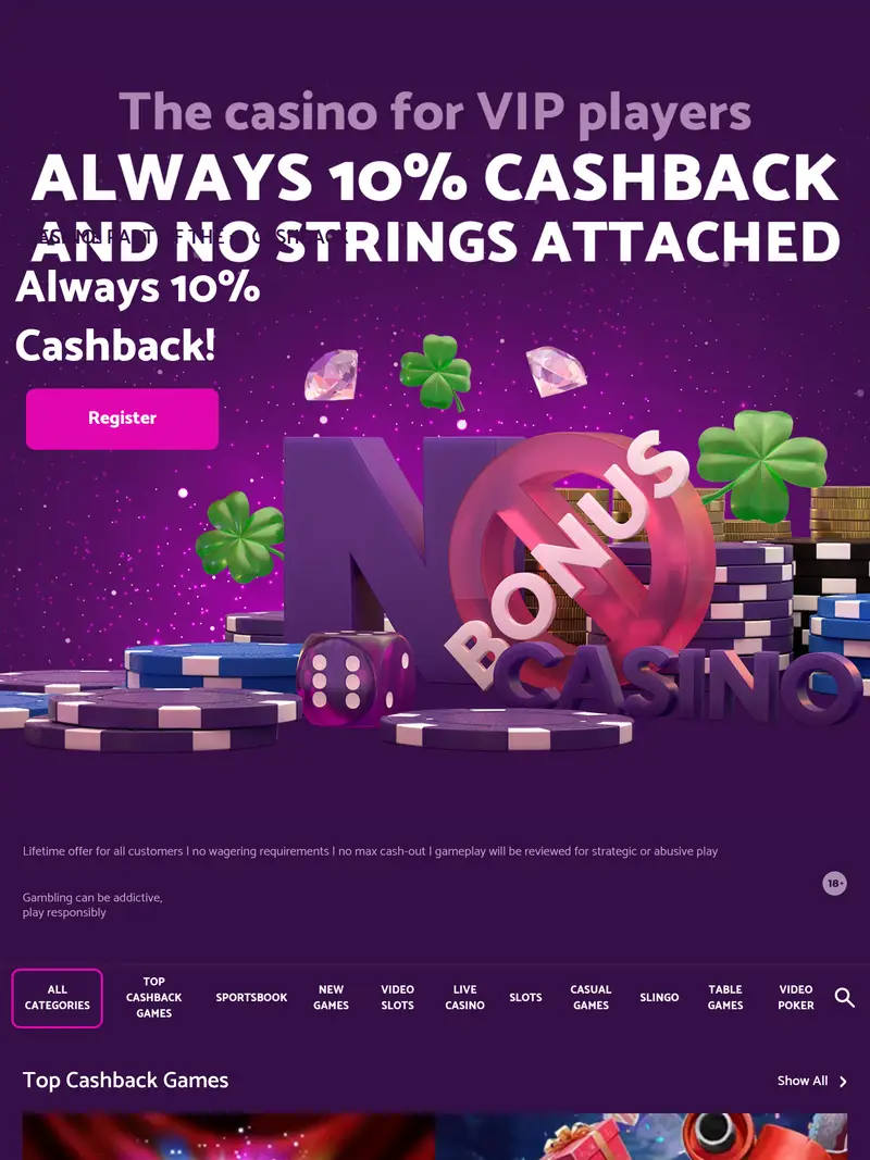 No Bonus Casino - homepage (tablet)