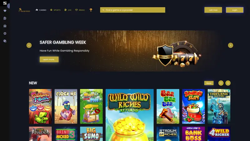 Palms Gold - homepage (desktop)