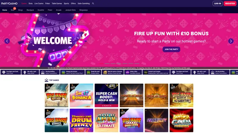Party Casino - homepage (desktop)