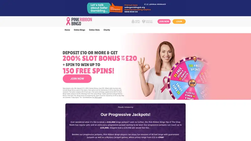Pink Ribbon Bingo - homepage (desktop)