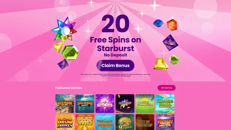 Pink Riches - homepage (desktop)