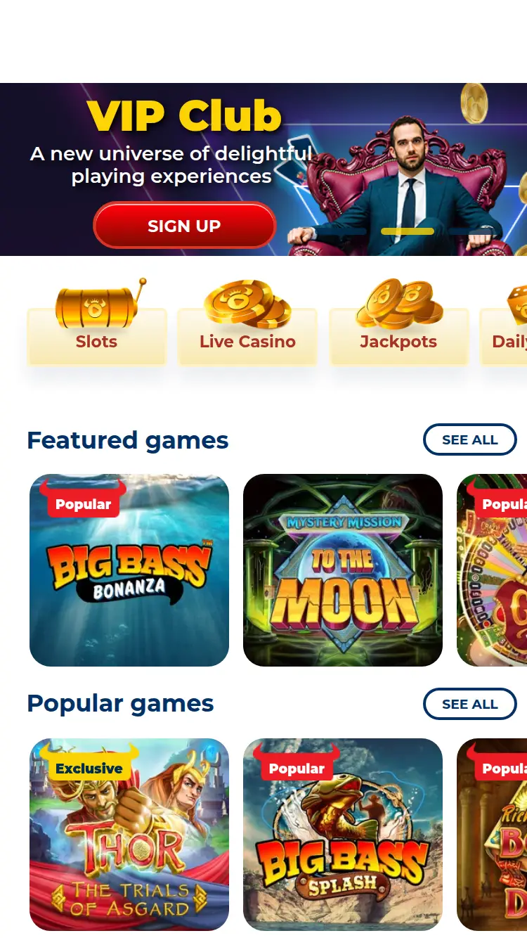 Play Toro - homepage (mobile)