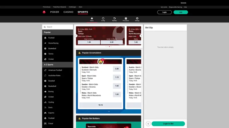 Pokerstars Sports - homepage (desktop)