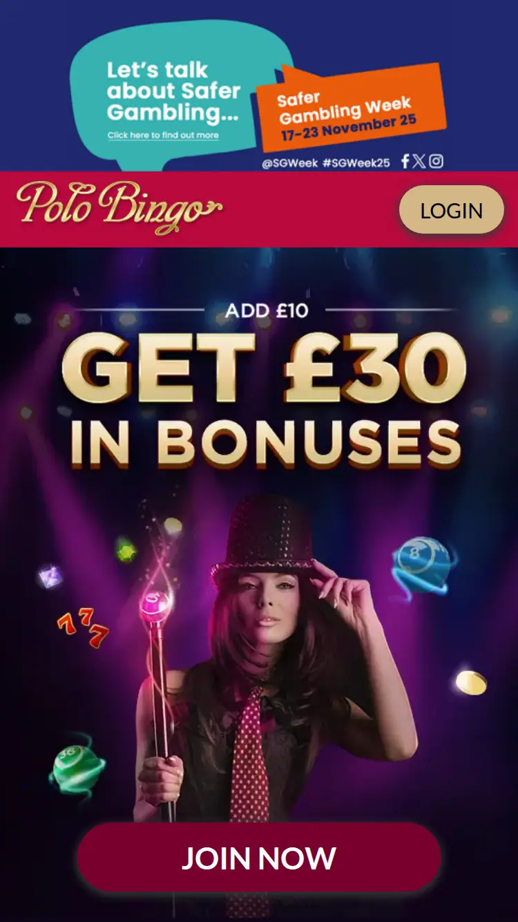 Polo Bingo - homepage (mobile)