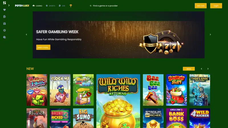 Pots of Luck - homepage (desktop)