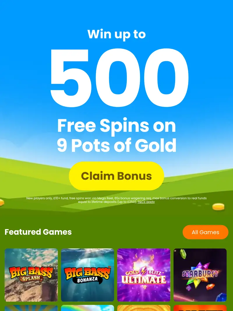 Pots of Slots - homepage (tablet)