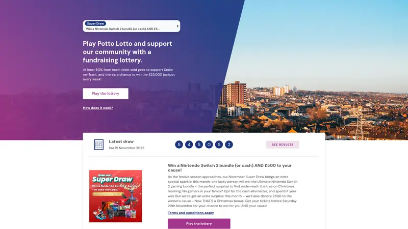 Potto Lotto - homepage (desktop)