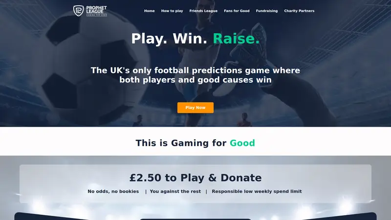 Prophet League - homepage (desktop)