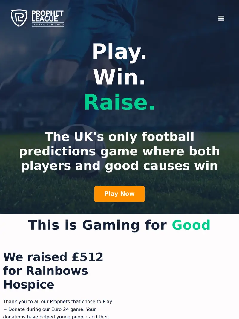 Prophet League - homepage (tablet)