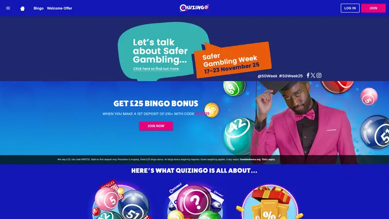 Quiz Bingo - homepage (desktop)