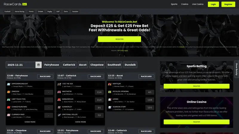 Race Cards - homepage (desktop)