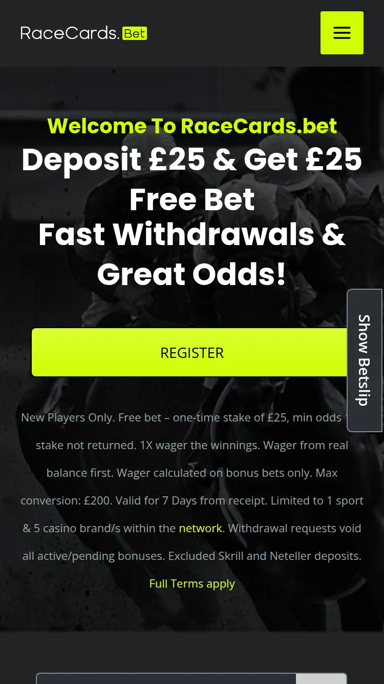 Race Cards - homepage (mobile)