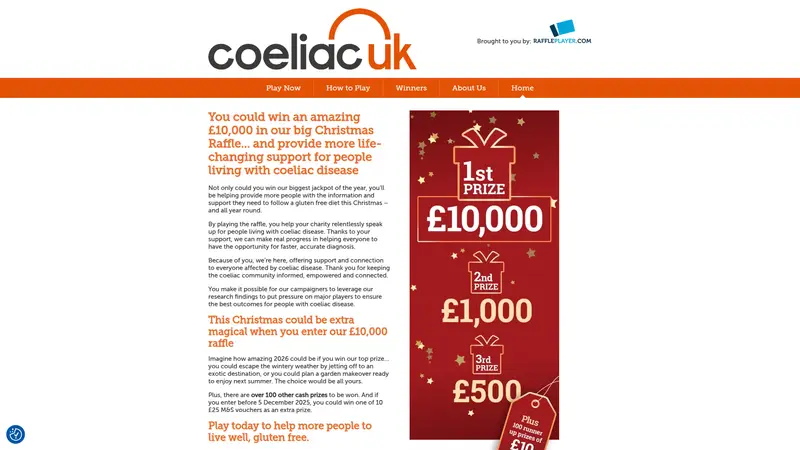 Raffle Player - homepage (desktop)