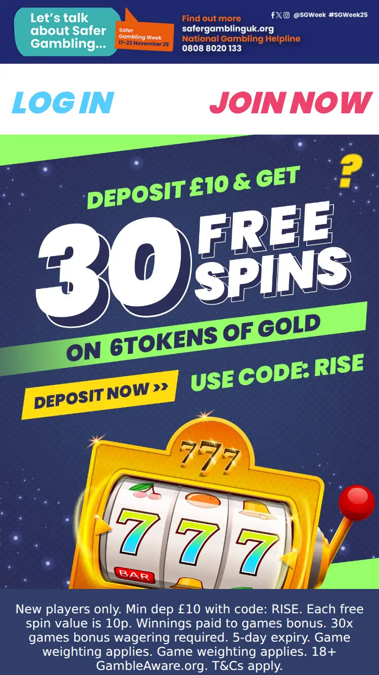 Rise Casino - homepage (mobile)