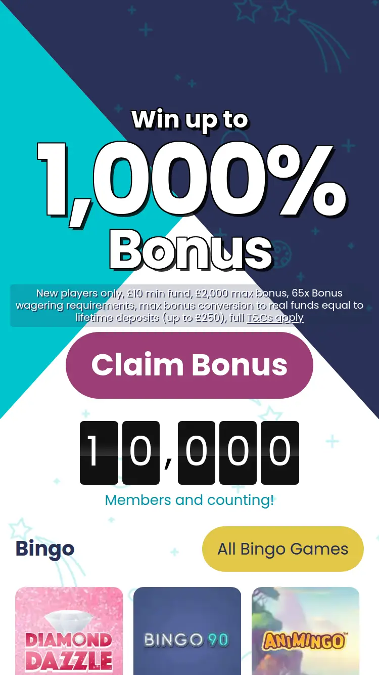 Rocket Bingo - homepage (mobile)