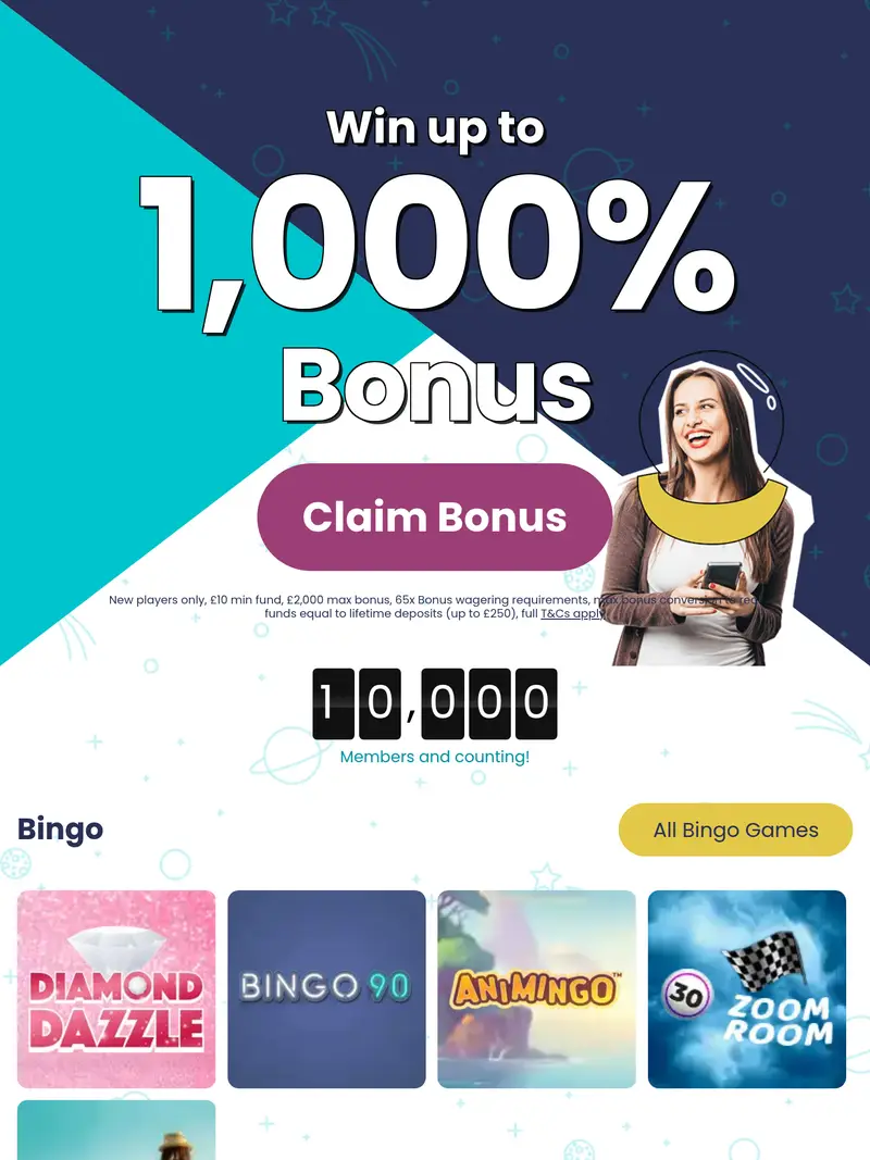 Rocket Bingo - homepage (tablet)