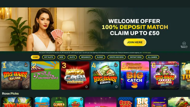 Rose Casino - homepage (desktop)