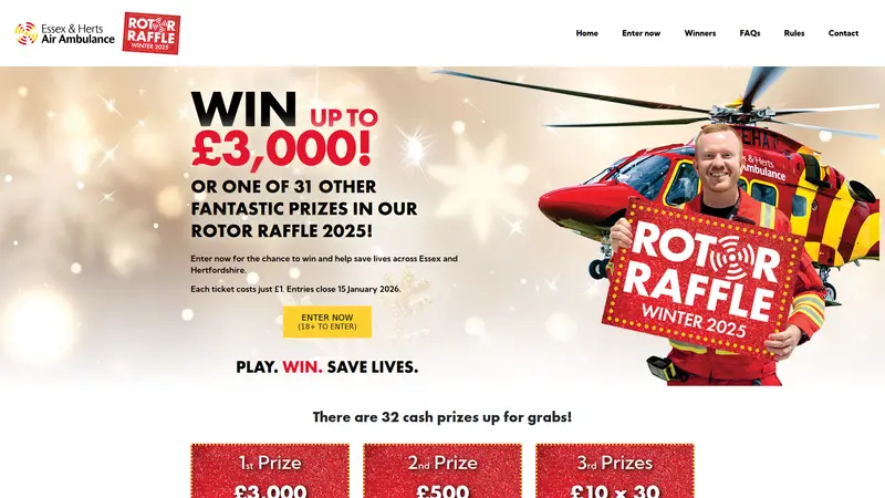 Rotor Raffle - homepage (desktop)