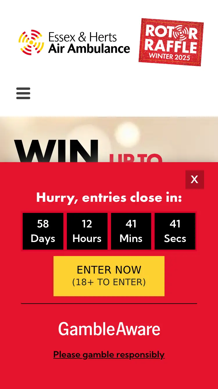 Rotor Raffle - homepage (mobile)