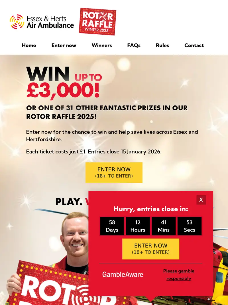 Rotor Raffle - homepage (tablet)