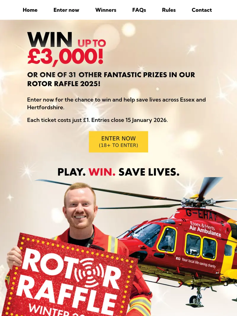 Rotor Raffle - homepage (tablet)