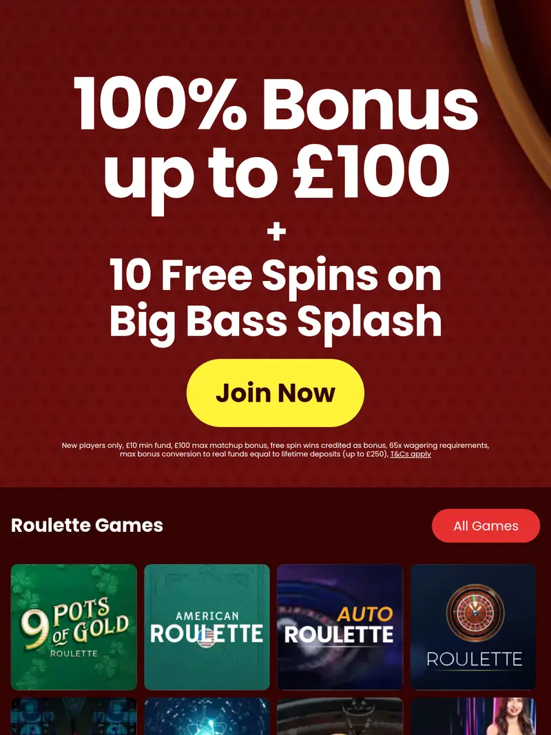 Roulette Online - homepage (tablet)
