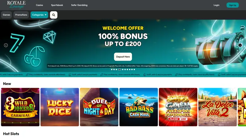 Royale Lounge - homepage (desktop)