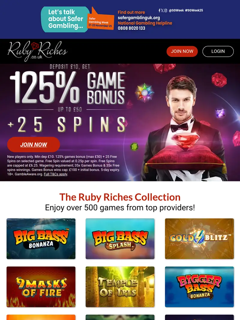 Ruby Riches - homepage (tablet)