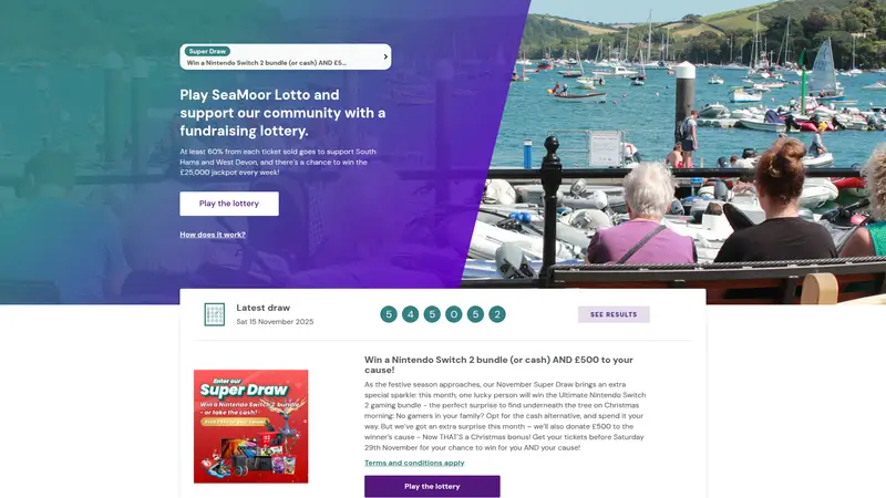 Sea Moor Lotto - homepage (desktop)